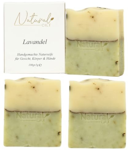 3x Natural Cilt Lavendel Seife - 100% Naturseife - ohne bedenkliche Inhaltsstoffe - Zertifiziert - Handgemacht - Duschseife für alle Hauttypen - Duschgel - Naturkosmetik
