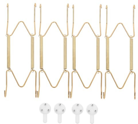 HOOTNEE 4pezzi Gancio Per Piatti Da Parete in Metallo Con Rivestimento Dorato Gancio Per Appendere Piatti Decorativi Da Portapiatti