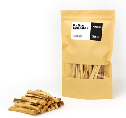 NIRDOSH - Palo Santo Räucherholz PALITO aus Ecuador - 25 Holzstäbe 10cm - Palosanto Holz Original und Biologische Palo Santo Räucherstäbchen Yoga und Meditation Bursera Graveolens
