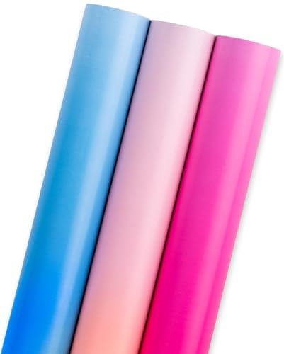 RUSPEPA Geschenkpapierrolle – Mini-Rolle – 3 Rollen – 43,2 cm x 3,05 m pro Rolle – Farbverlaufsdesign für Geburtstag, Hochzeit, Urlaub, Babyparty-Verpackung