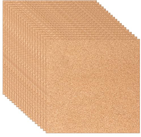 GBACHOOSE 20 Stück Korkplatten 30x30cm, Korkplatte 4mm, Pinnwand Quadratisch Kork, Korkwand mit Reißzwecke, Korkmatte, Korkwand Pinnwand, Korkfliesen für Wanddekoration, Message Board, Fotowand