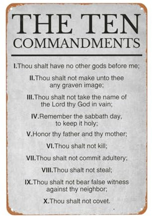 Bugana The Ten Commandments inspirierende, motivierende Zitate, Vintage-Metallschild, Wandkunst-Dekor, Retro-Poster, Blechschilder für Männerhöhle, Bar, Garage, Auto, Zimmer, Straßen, 20,3 x 30,5 cm
