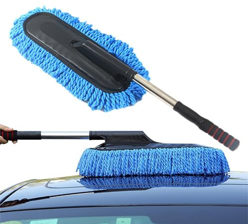 Plumero de Coche para Exterior, sin arañazos, Plumero Interior de Coche, Reutilizable, sin arañazos, con Asas Extensibles, y detallado