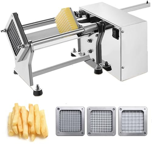 ylpddmm Coupe Frite, Coupe Frites Manuel avec des 3 Lames, Coupe Frite Professionnel en Acier Inoxydable,Coupe Pomme de Terre, Coupe-Légumes