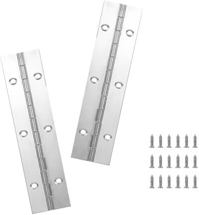Yeecheng 2PCS Silver 6-Inch Heavy Duty Stainless Steel Piano Hinge,2 Open Width Continuous Piano Hinges for Wood Furniture Tool,Piano Cabinets, includes Pre-Drilled Holes and Screws.