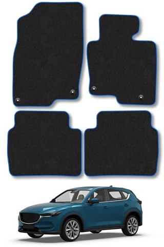 Mazda CX-5 (2017+) Carpet Car Mats | Blue Edge Trim Tailored Fit Floor Mats Full Coverage Protection Accessories Easy Clean Anti Slip Made in the UK