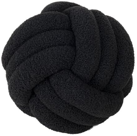 Fay Bless Moderne Wohndekoration Knotenkissen - Handgefertigtes, weiches rundes Kissen für Schlafzimmer, Bett und Wohnzimmer (Black,22CM)