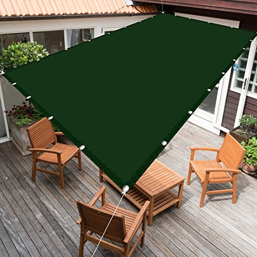 Tenda parasole per esterni, 3 x 5 m, rettangolare, con corda inclusa, per giardino, prato, pergola, verde scuro