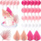30 PCS Balls Cake Decorations, Pink Leaves Cake Decorations, Boho Cake Decorations, Cake Toppers for Wedding Birthday Bachelorette Party (30PCS)