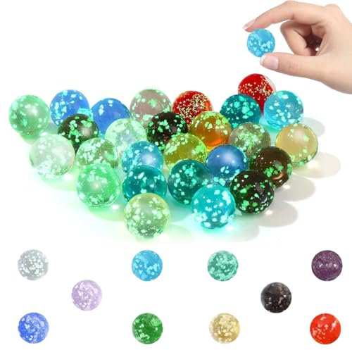 Canicas que brillan en la oscuridad que brillan en la oscuridad, canicas de cristal de 10 piezas con canicas coloridas moteadas canicas luminosas para juegos de pista de bolas, proyectos de bricolaje