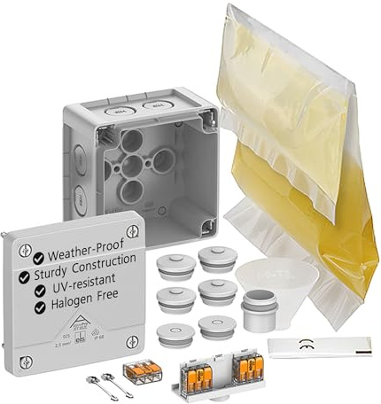 Spelsberg Abox Pro XT SLK-2,5² – IP68 Anschlussdose mit Gießharz und Kabelsteckern, Zubehör – Elektrogehäuse mit bodenfesten und schraubenlosen Klemmen – bewertet 450 V für Industrie und Außenbereich