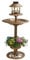 Taylor & Brown 3 In 1 Copper Effect Bird Bath & Table Bird Hotel Feeder with Solar Light and Planter Lightweight Fountain Decoration Garden Outdoor Birds Water, Bronze