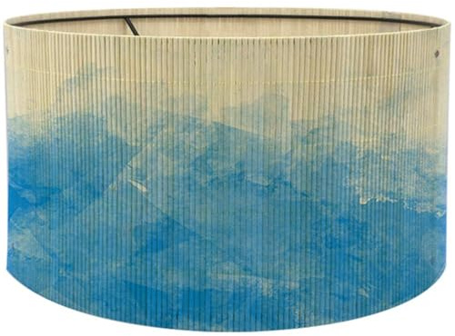 Keuyeo Bambus-Lampenschirm, Kronleuchter, Aquarell-Farbverlauf, Vintage-Trommel für Tischlampe, Stehleuchte