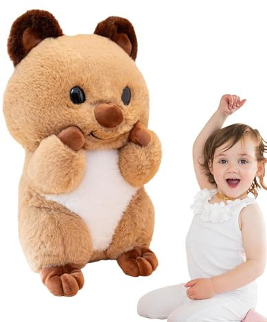 Moxeupon Gefülltes Quokka-Plüschtier,Quokka-Plüschtier,Kuschelige Raumdekoration, gefüllte Quokka-Kissenpuppe - Entzückendes Tierpuppenspielzeug, Stofftier-Plüschtier für Wohnzimmer, Schlafzimmer,