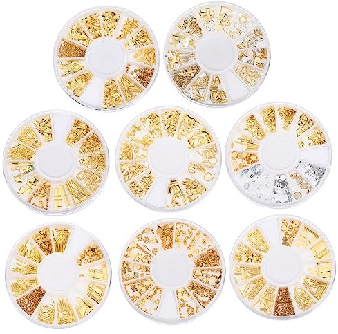 Ipetboom 8pcs Mixed Nail Art Charms Nail Decor Gel Nails Design Manicure Diy Jewelry Colorful Nail Studs for Nail Decoration Box