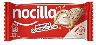 Nocilla, Barritas, Cookies&Cream, Con Crema de Leche y Avellanas y Trocitos de Galleta de Cacao, Sin Aceite de Palma - Pack de 2 Unidades- 43g