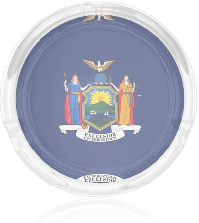 Cendriers en verre avec drapeau de New York pour cigarettes, cendriers en verre décoratifs, cendriers ronds pour la maison, le bureau
