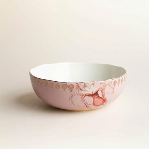 YVONNE ELLEN Octopus Bone China Serving Bowl | Large Serving Bowl, Pasta Bowl & Salad Bowl, Elegant Serving Dish, Big Bowl for Entertaining, Decorative Tableware | 22 x 7.5 cm