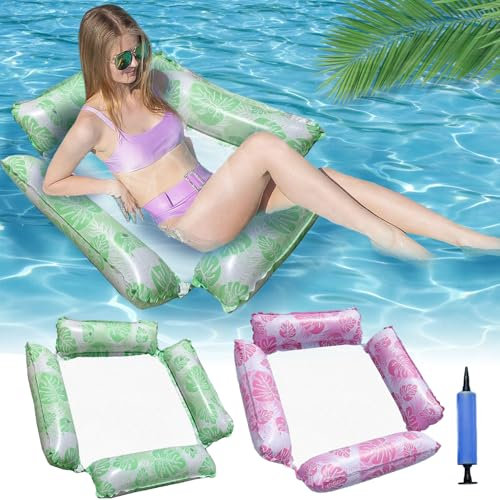 4 in 1 Pool Hängematte, 2pcs Pool Float Wasser Hängematte, Schwimmen Hängematte, Aufblasbare Wasserhängematte, Schwimmbett Pool, für Pool-Party-Sommer-Wasser-Spaß
