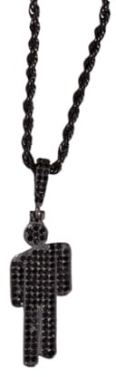 AOLIAY Damen & Herren Bunte Menschliche Diamanten Halskette aus Edelstahl,Lustige Mehrfarbige Simulierter Diamant Anhänger,Cubic Zirkonia Steinen Kette Zubehör,Hip Hop Accessoires Schmuck(Schwarz)