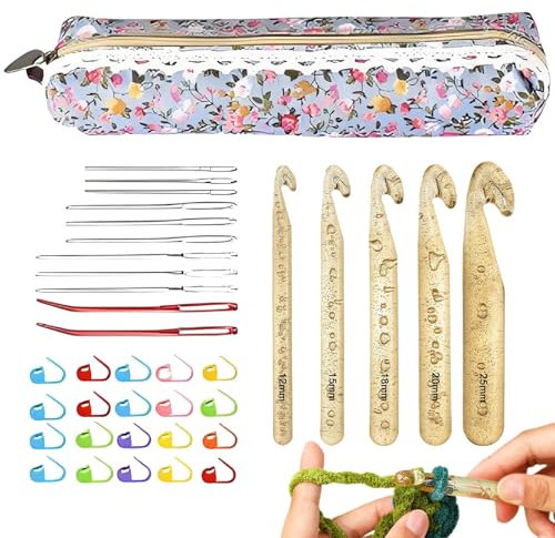Häkelnadeln - Große Häkelhaken Für Dickes Garn | Weicher Griff Strickzubehör In Mehreren Größen Für Spitzenarbeiten, Deko, Teppiche Und Puppenherstellung