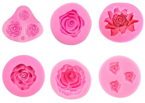 6 PCS Flower Silicone Molds for Candle Making, Versatile DIY Candle Moulds, Reusable Baking Molds for Cake Decorating, Creative Gift Making
