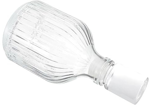 Sosoport Whiskey Decanter Glass Whiskey Bottle 360ml Striped Glass Decanter Set for Alcohol Spirits Home Bar Accessories