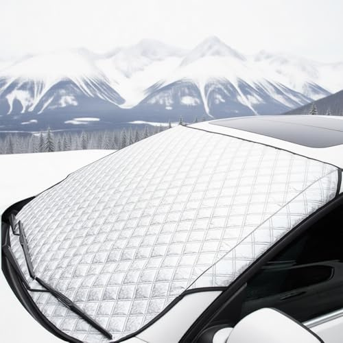 Frontscheibenabdeckung Auto, Hochleistungs-ultradicke Schutzabdeckung, Auto Winter Frostabdeckung mit Schutz vor Schnee, Eis, Staub und Wasser, UV-beständig, für SUV, LKW und Pkws Groß,145 x 100cm