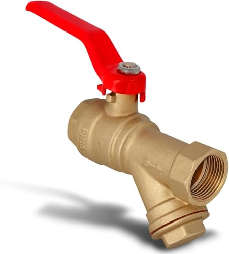 Instalguru Kugelventil Kugelhahn Messing 1'' IG 10 bar Y-typ Siebfilter Stopfbuchse Absperrventil Absperrhahn Wasser Trinkwasser Heizung Rohr Anschluss