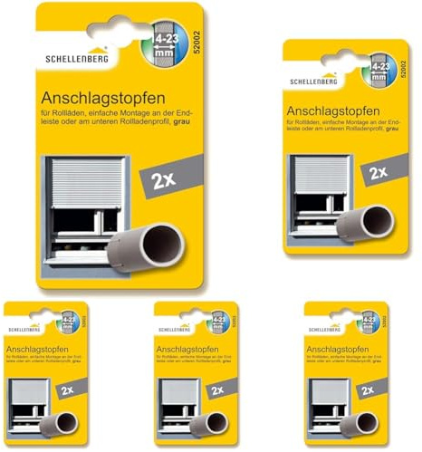 Schellenberg 52002 Rolladenstopper Anschlagstopfen für Rollladen, 2 Stück - Doppelpack, Grau, inkl. Schrauben (Packung mit 5)