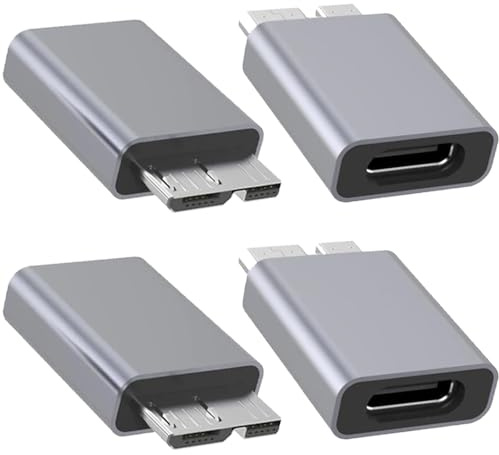 HAAMNING7 USB C to Micro B Adapter, USB 3.1 Type-C Female to USB 3.0 Micro B Male Extension Convertor for Hard Drive Cable, SSD, HDD (4 Pack)
