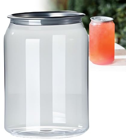 URJWAN 200-Stück-Packung Einweg-Dichte PET-Getränkeflaschen Mit Aluminium-Dosendeckeln, Klare Dichtbare Becher Kompatibel Mit Dosenversiegelungsmaschine Für Boba, Saft, Eiskaffee 355ml