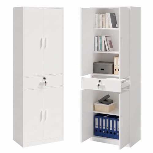 Mehrzweckschrank Büroschrank, Aktenschrank mit Schublade, Weiß