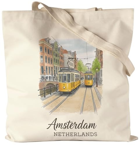 Hey!Print Amsterdam Netherlands Tragetasche Geschenk Amsterdam Fan Souvenir Reise Erinnerung Stadt Illustration
