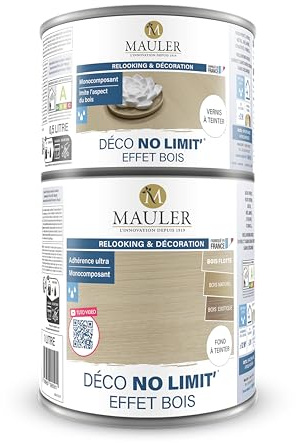 MAULER - Peinture effet bois multisupports 1,5L - Meuble, cuisine, bain - Kit peinture + Vernis - Imite le veinage du bois - 16 teintes