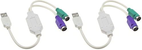 CABLEPELADO Cavo Convertitore PS2 a USB | Adattatore per Tastiera e Mouse | Interruttore KVM | 15 cm | Bianco (Confezione da 2)