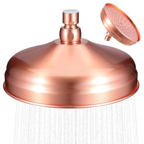 Cabezal Rociador de Ducha de Cobre Rojo, Instalación Simple | Boquilla de Silicona, Uso en Baño y Momento de Baño, Estilo Moderno, Acceso Práctico