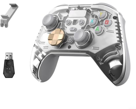 Risveglio Kabelloser Game-Controller, Hall-Effekt, Joystick für Switch, PC, Handy, Gaming-Controller mit Handyhalterung, USB-Empfänger, Reise-Gamepad (weiß)