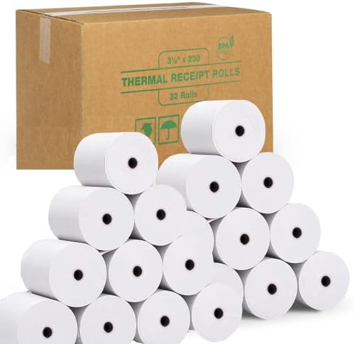 thermique Caisse enregistreuse POS Rouleaux de papier 3 1/20,3 cm X 230 ' 32 Pack