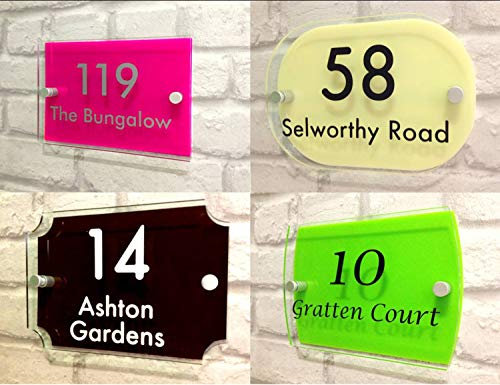 Plaque de maison plaque d'adressage Maison Numéro de porte nom de rue Effet verre acrylique