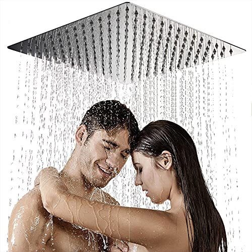 Rociador Lluvia de Acero Inoxidable 40 x 40 cm Gran Cuadrado Ultrafino Duchas Fijas