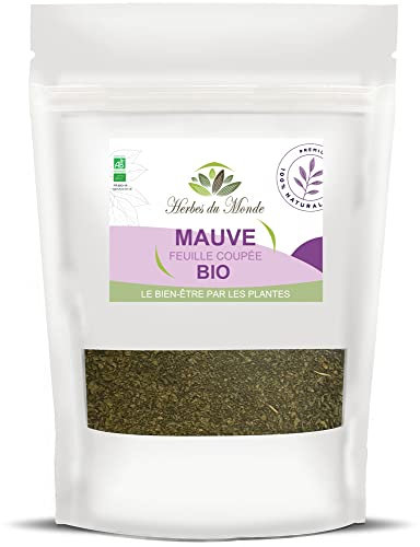 Herbes du Monde - Tisane de Mauve BIO Séchée Feuilles Coupées - Infusion Organic Digestive et Détox - Soulage la Toux - 1 sachet de 50g Certifiée AB