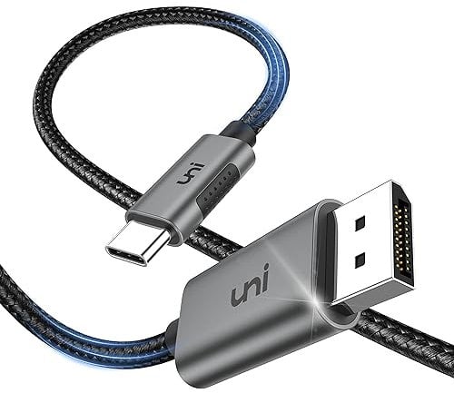 uni Câble USB C vers DisplayPort (4K@60Hz, 2K@144Hz) Câble USB Type C Thunderbolt 4 3 vers Display Port Alliage d'aluminium pour iPhone 15 Pro Max MacBook Pro/Air iMac iPad Pro Surface XPS (1,8m)