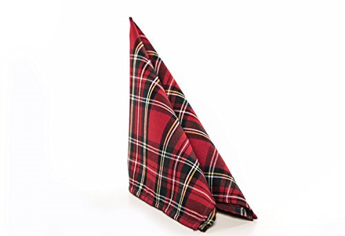texpot Serviettes 50 x 50 cm - 6 Morceaux Motif Carreaux Tartan Polyester Rouge Noël