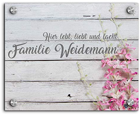 Namensschild Türschild für die Haustür in 3 Größen ab 20x16 cm mit UV Druck und einem einzigartigem Design Eingangsschild Garten Familienschild Klingelschild Klingelplatte Funk-Klingel