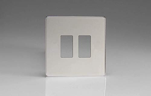 Varilight XDCPGY2S Screwless Polished Chrome 2 Gang Grid Plate (Single Plate)