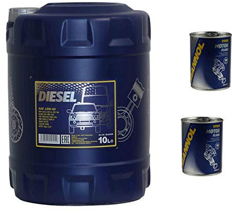 10L Motoröl MANNOL SAE 15W-40 DIESEL 2x MANNOL Motor Flush ADDITIV