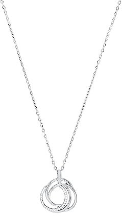 Amor Kette mit Anhänger 925 Sterling Silber Damen Halsschmuck, mit Zirkonia synth., 50 cm, Silber, Kommt in Schmuck Geschenk Box, 2024163