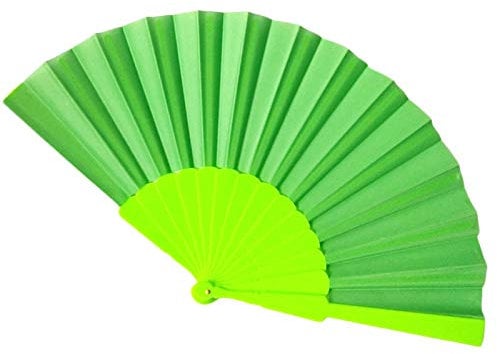 WS UK Fabric Handheld Folding Fan [Lime Green]