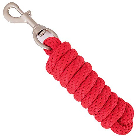 Merauno® Lead Rope for Horse - Tie Rope in Various Stylish Designs, Lead Rope, Tie Rope Pony, Donkey, Goat Long Rope with Carabiner Hook (Red, Carabiner Hook)
